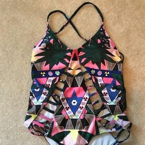 Multicolored monokini style bathing suit